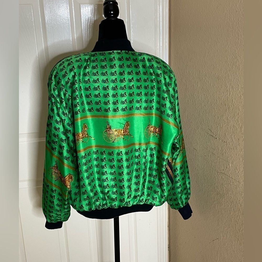 VTG Metro High Fashion Jacket Women’s L Large Green Horses Carriage 80’s‌‌‌‌‌ - Picture 2 of 7